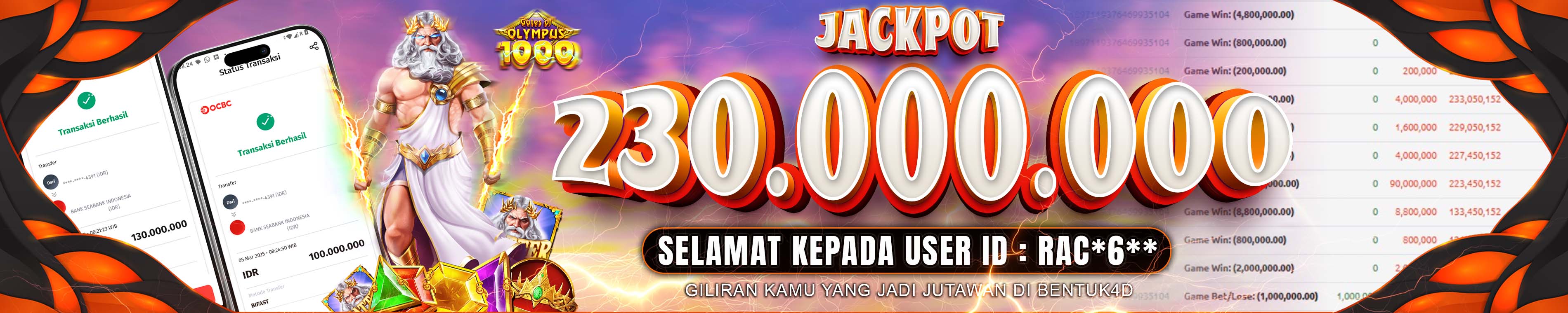 BUKTI KEMENANGAN JACKPOT 230JT